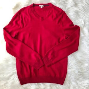 Gap Extra Fine Merino Wool Red V Neck Sweater M